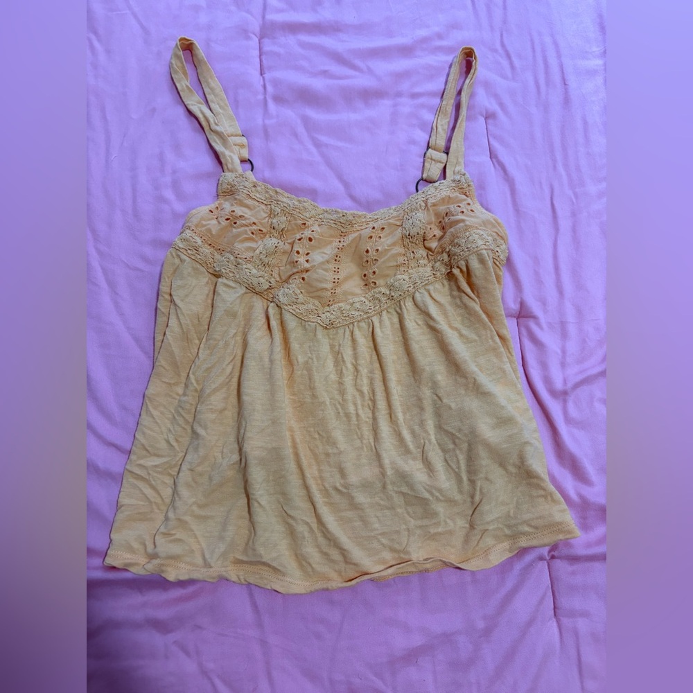 Women's Orange Lace Trim Top
